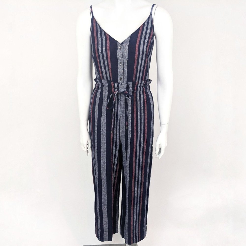 Splendid Linen Striped Jumpsuit NEW NWT S Blue - Picture 1 of 11